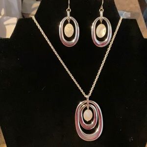 Vintage Avon Necklace and Earrings with pearl stones